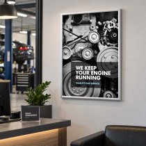 Affischram 50x70 med snäppram i silver på kontor