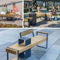 Miljöbilder på parkbänkar och bord Momentum