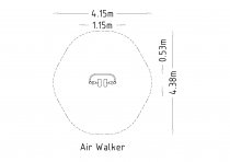 Air Walker utegym – fallskyddsområde och säkerhetsmått, teknisk ritning