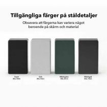 Färgkarta över kulörer på parksoffans ståldetaljer