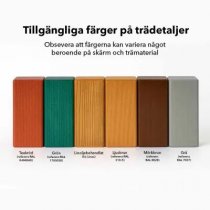 Färgkarta över kulörer på parksoffans trädetaljer