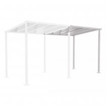 Förlängningsmodul väderskydd Millan RAL 7044 – ljusgrå gångpassage utomhus