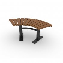 Modulär svängd parkbänk 90 grader från Sofiero-serien, byggbar för cirklar och bågar