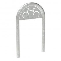 Galvaniserad låsbåge med cykelskylt för nedgjutning