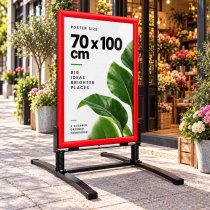 Röd Trottoarpratare Wind 70x100 cm utanför blomsteraffär