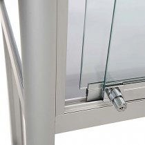 Låsbar glasmonter med skjutglas, cylinderlås och aluminiumram