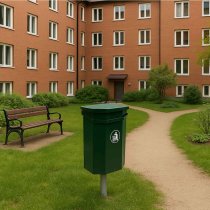 Grön papperskorg med lock