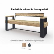 Platsbild för Momentum parksoffa med armstöd – naturlig ton furu och mörkgrå stålram RAL 7024.