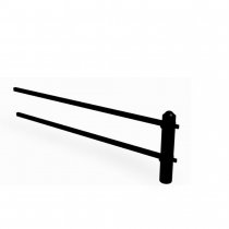 Ströget förlängningssektion H600 i svart RAL 9005, robust stålstaket med två rör.