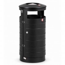 Sidovy av Papperskorg Classic med askkopp 70L Svart RAL 9005