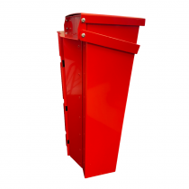 Röd papperskorg Parken med lock sidovy