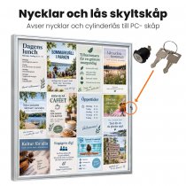 Visar lås och cylinderlås för skyltskåp PC-