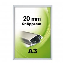 Snäppram A3 20 mm medium profil - Silver
