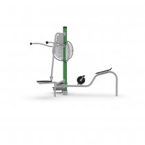 Sidovy av HAGS Flexo utegym i grön design med pulldownhandtag och step up-platta