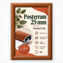 Snäppram A4 format med mörk träimitation och 25 mm aluminiumprofil