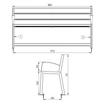 Silaos tillgänglig parksoffa i återvunnen plast – 1800 mm