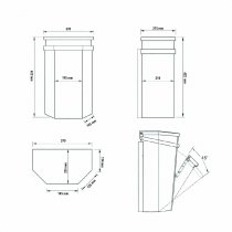 Teknisk ritning för Papperskorg Parken med lock