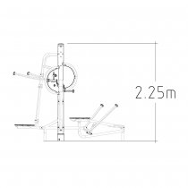 Teknisk ritning över Tibas utegym med total höjd 2,25 meter