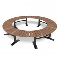 Trädbänk med svart stomme