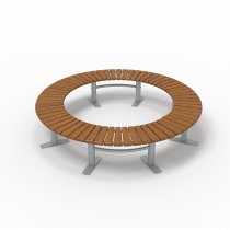 Parkbänk runt träd i offentlig miljö