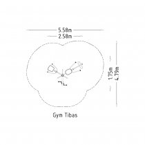 Fallskyddszon och säkerhetsytor för HAGS Tibas multi-fitnessstation utomhus