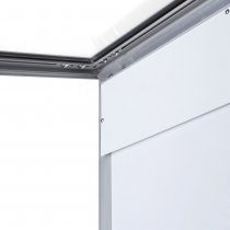 Närbild på insidan av våningsregister 1xA4 med rubrikplats och aluminiumram.