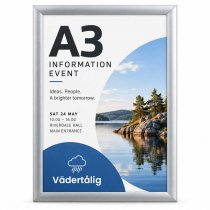 Vattentät snäppram / affischram A3 - Silver