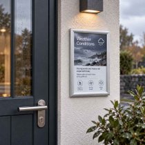 Vädertålig och vattentät affischram med snäppram med väderinformation