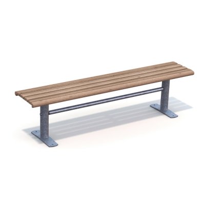 Utebänk i trä utan ryggstöd