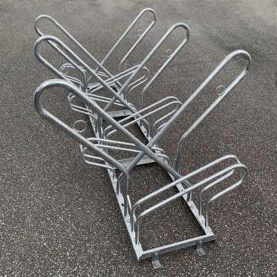 Dubbesidiga cykelställ med 6 platser