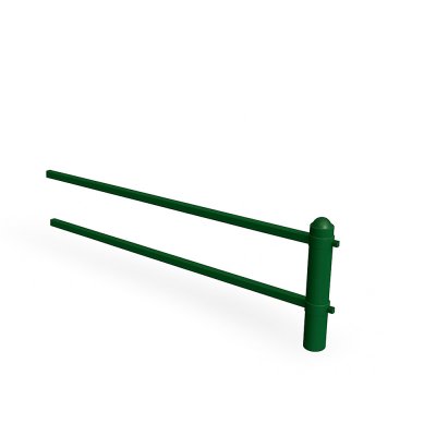 Ströget förlängningssektion H500 i mörkgrön RAL 6012, stålstaket för park- och stadsmiljö.