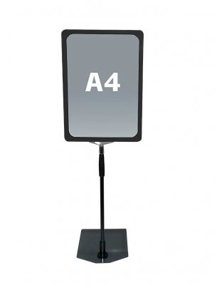 A4 svart inforam med metallfot