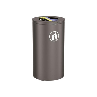 Olbia sopsorteringskärl utomhus i cylinderformat med 2×60 liter, mörkgrå kulör