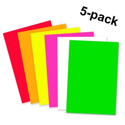 Skrivkartong och tjockt färgat papper storlek A4