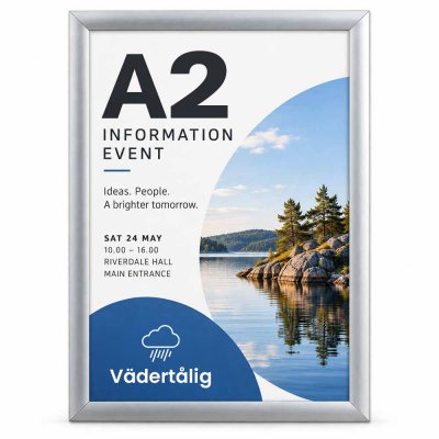 Vattentät snäppram / affischram i aluminium - A2