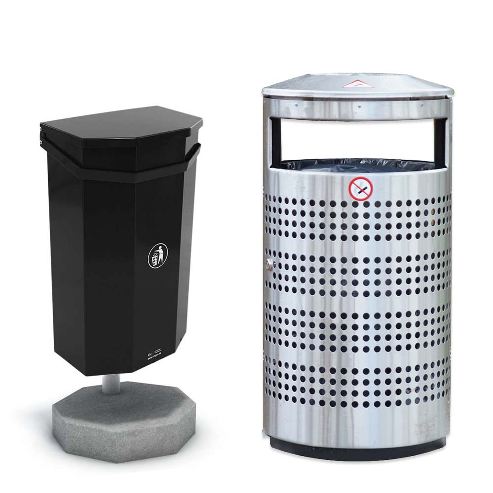 Papperskorg fristående för markplacering utomhus