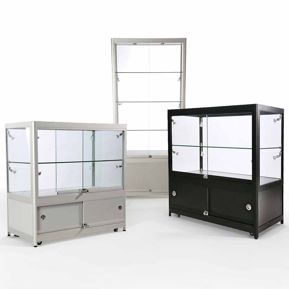 vitrinskåp och glasskåp